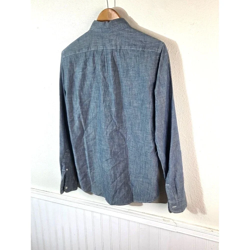 J.Crew Slim Chambray Button Front Shirt Men’s Small Blue Cotton Long Sleeve